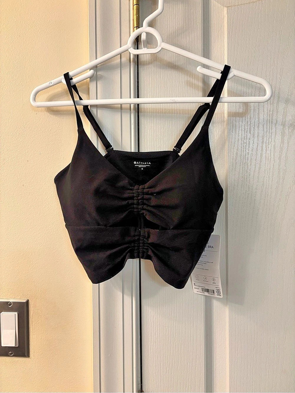 Athleta Cinch Longline Bra Crop Top Black Small